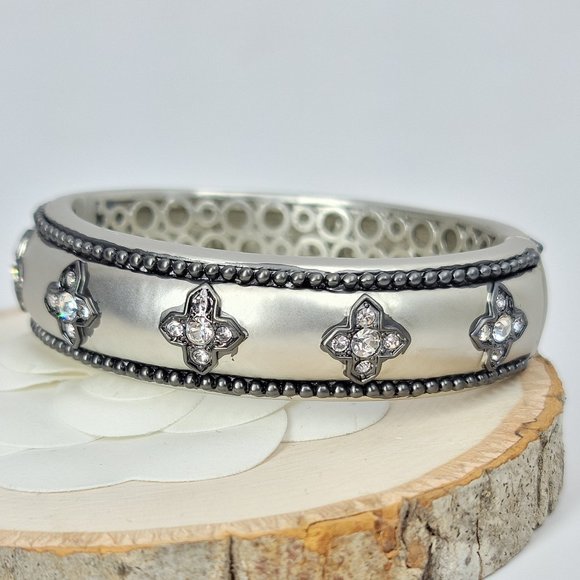 NWT Art Deco Pave CZ Hinged Magnetic Cuff Bangle - Picture 11 of 12